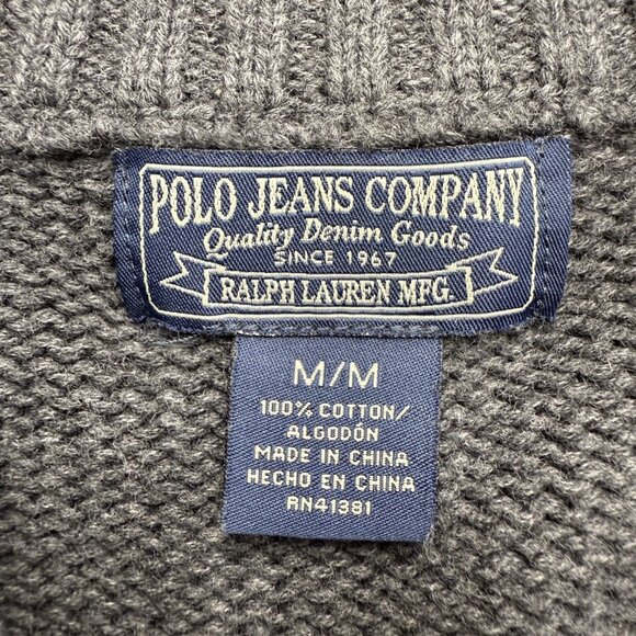 Polo Ralph Lauren Men's Pullover Sweater Old Money, 1/4 Zip 100% Cotton, Gray, M - Picture 5 of 10